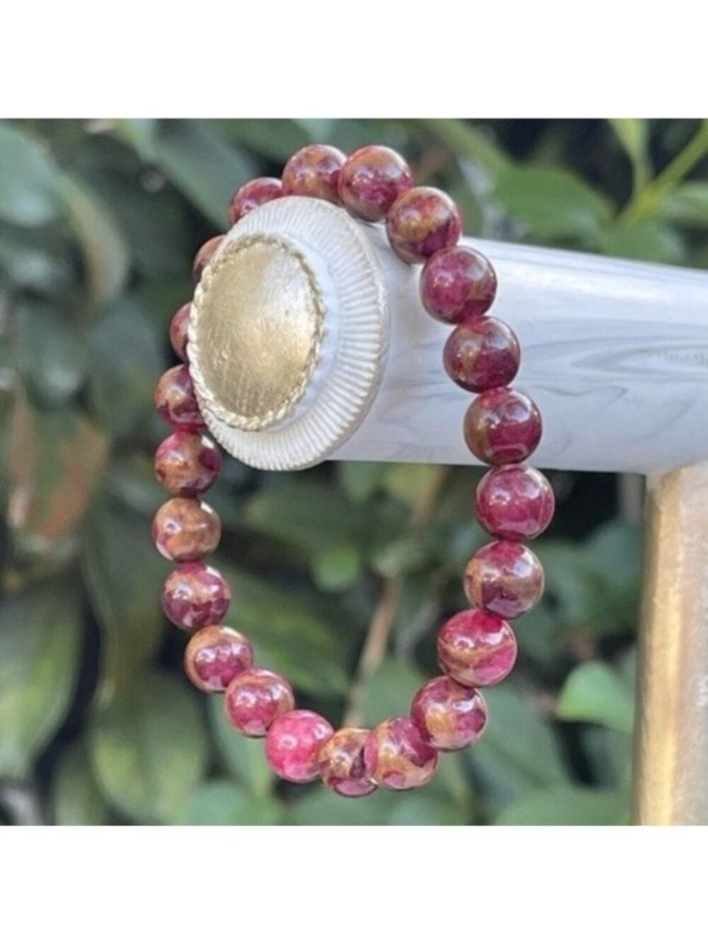 8mm Berry Red Chalcedony Stretch Bracelet